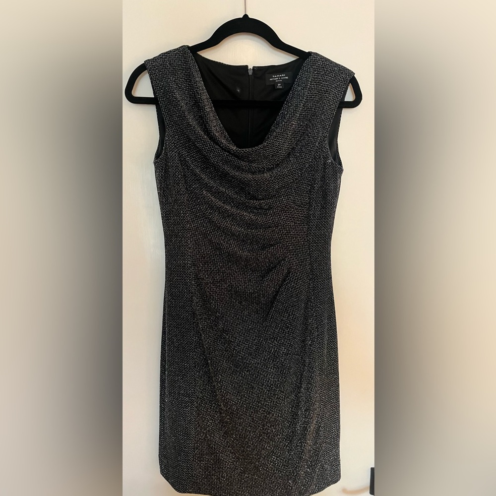 Sleeveless Black Dress with Silver Metallic Texture
